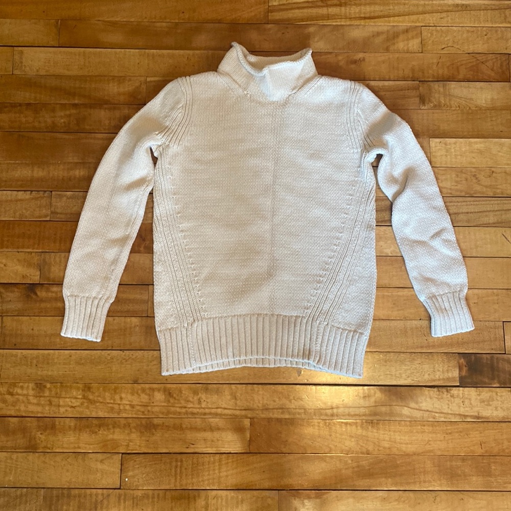 J Crew cream mock neck cable knit sweater
